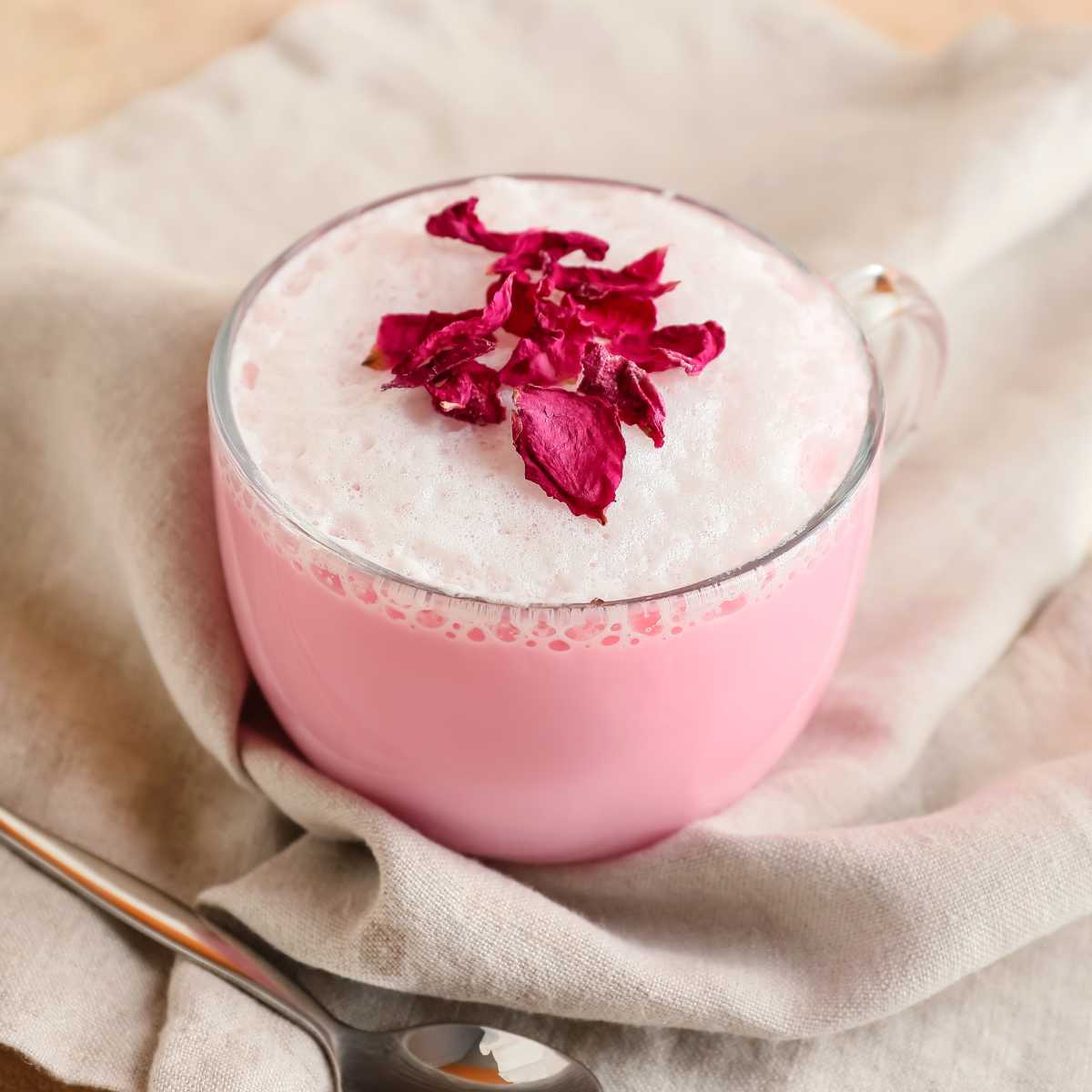 picture of rose latte and the link to the recipe