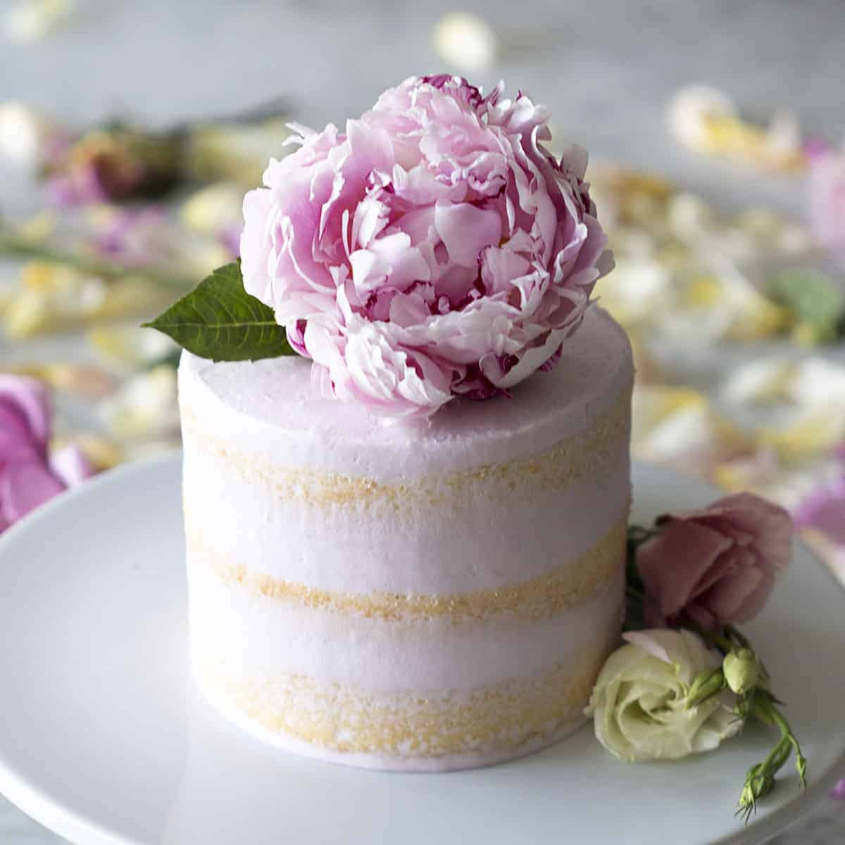 picture of rose water cake and the link to the recipe